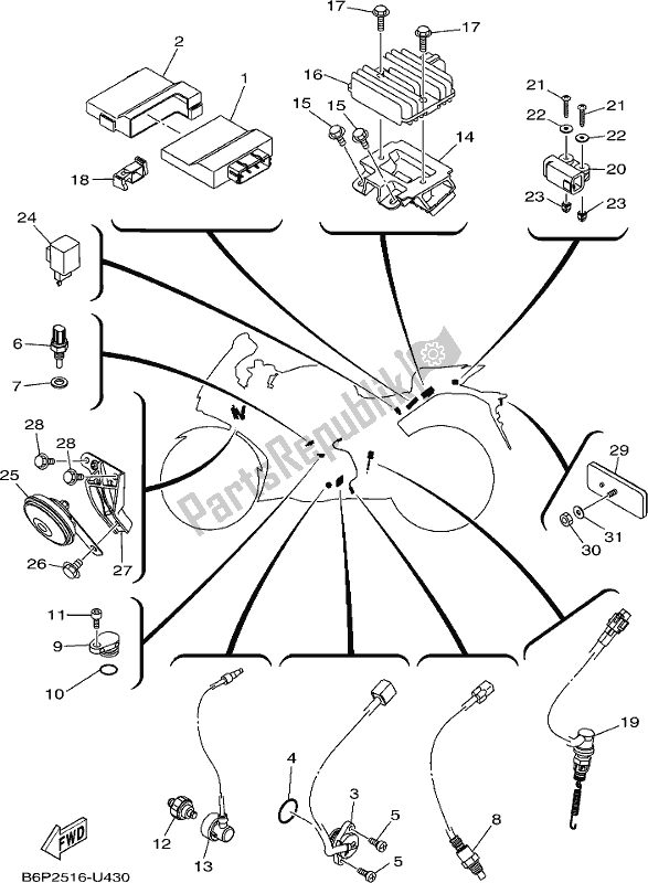 All parts for the Electrical 2 of the Yamaha Yzf-r3L YZ 320-AL Yzf-r3 2020