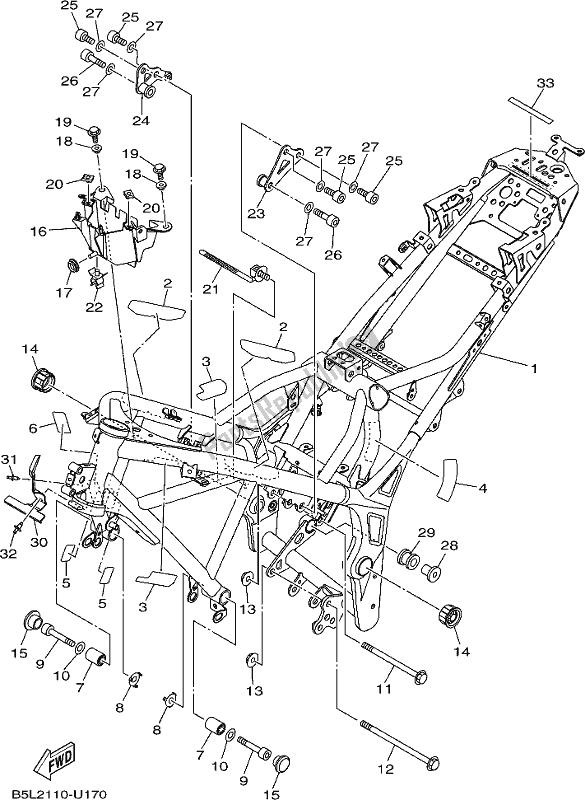 All parts for the Frame of the Yamaha Yzf-r3L YZ 320-AL Yzf-r3 2020