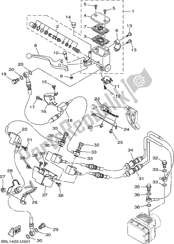 All parts for the Front Master Cylinder of the Yamaha Yzf-r3L YZ 320-AL Yzf-r3 2020