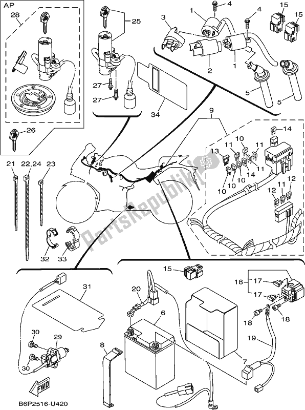 All parts for the Electrical 1 of the Yamaha Yzf-r3L YZ 320 AL 2020