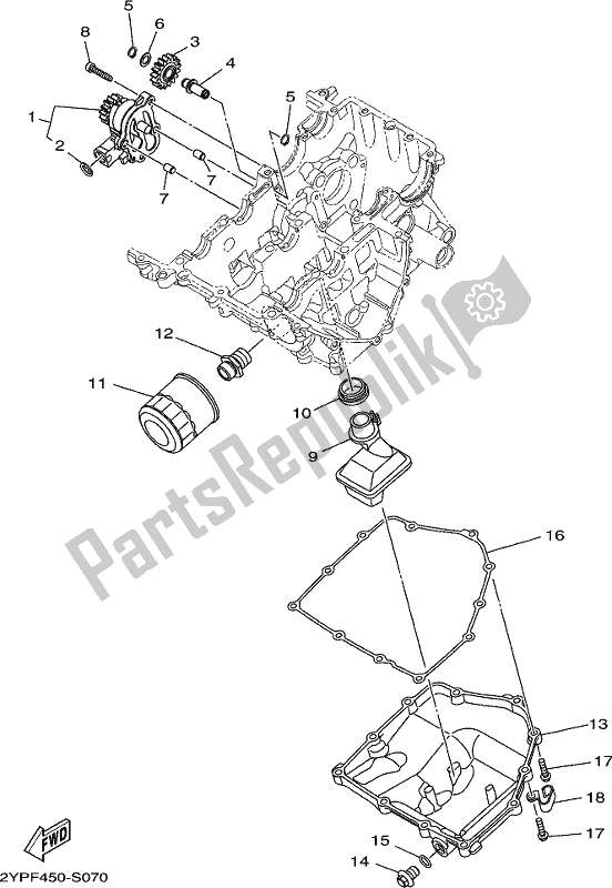 All parts for the Oil Pump of the Yamaha Yzf-r3L YZ 320 AL 2020