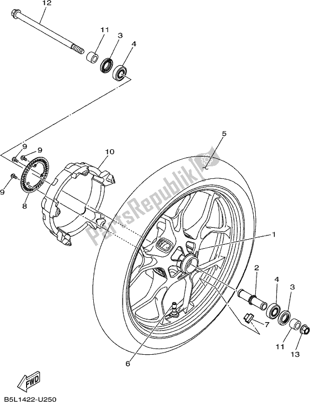 Wszystkie części do Przednie Ko? O Yamaha Yzf-r3M YZF3 300 2021