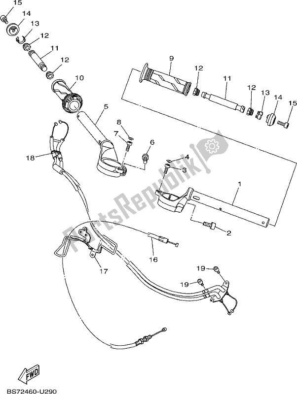 All parts for the Steering Handle & Cable of the Yamaha Yzf-r3M YZF3 300 2021