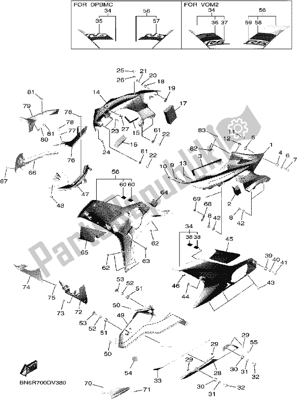 Toutes les pièces pour le Capot 2 du Yamaha Yzf-r6L YZF 600L 2020