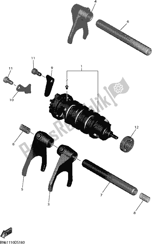All parts for the Shift Cam & Fork of the Yamaha Yzf-r6L YZF 600L 2020