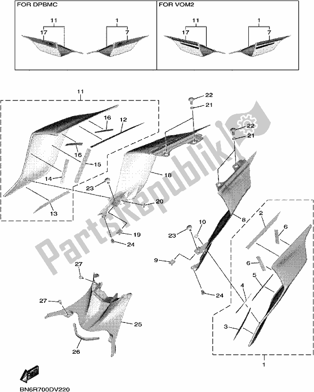 Alle onderdelen voor de Zijdeksel van de Yamaha Yzf-r6L YZF 600L 2020