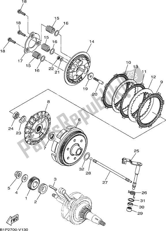 All parts for the Clutch of the Yamaha YZF 155 2021