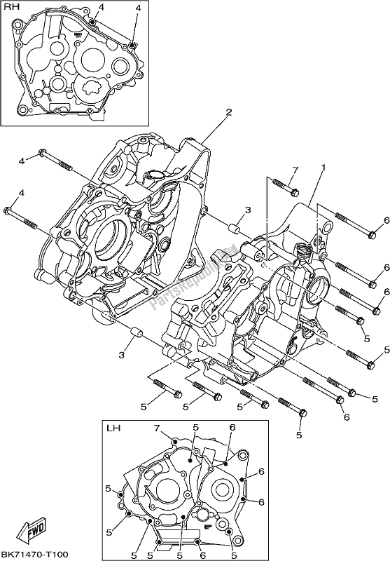 All parts for the Crankcase of the Yamaha YZF 155 2021