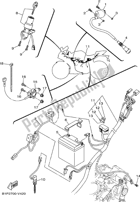 All parts for the Electrical 1 of the Yamaha YZF 155 2021