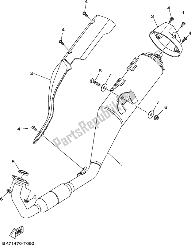 Toutes les pièces pour le échappement du Yamaha YZF 155 2021