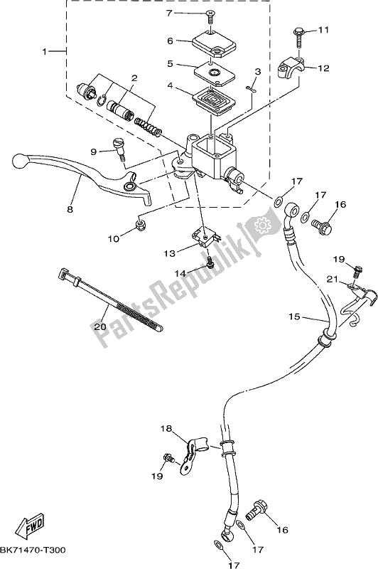 All parts for the Front Master Cylinder of the Yamaha YZF 155 2021