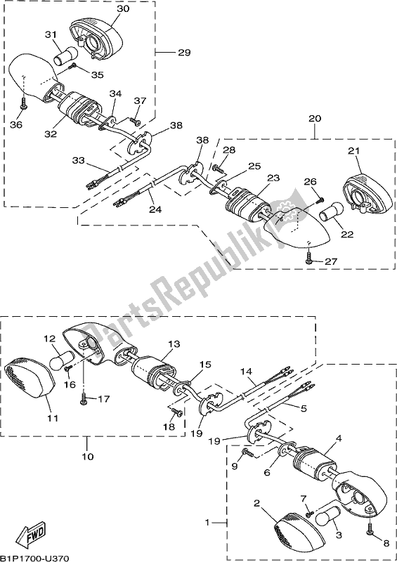 Wszystkie części do ? Wiat? O Migacza Yamaha YZF 155K Yzf-r 15 2019