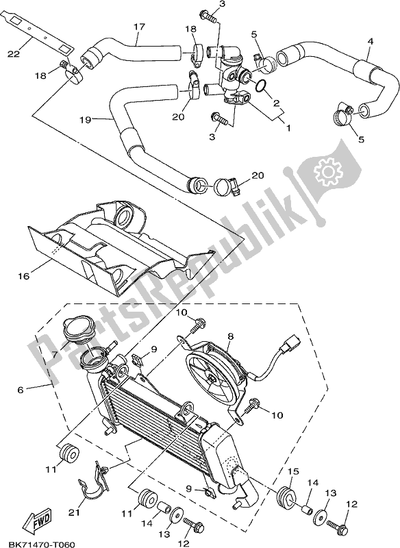 Toutes les pièces pour le Tuyau De Radiateur du Yamaha YZF 155K Yzf-r 15 2019