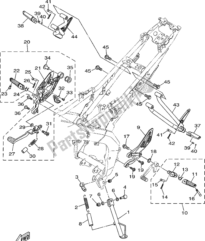 Toutes les pièces pour le Support Et Repose-pieds du Yamaha YZF 155K Yzf-r 15 2019