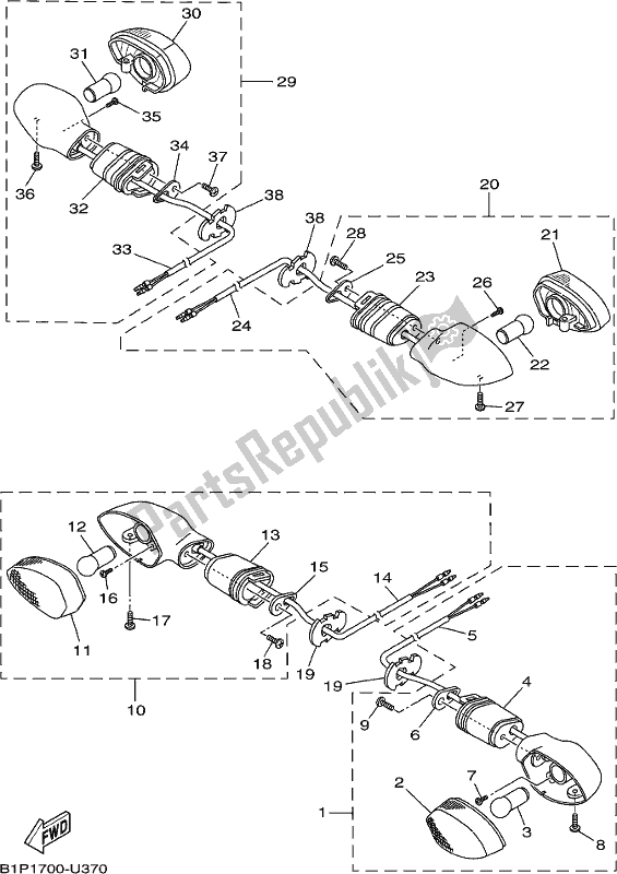 Todas as partes de Luz Intermitente do Yamaha YZF 155L NEW Zealand 2020