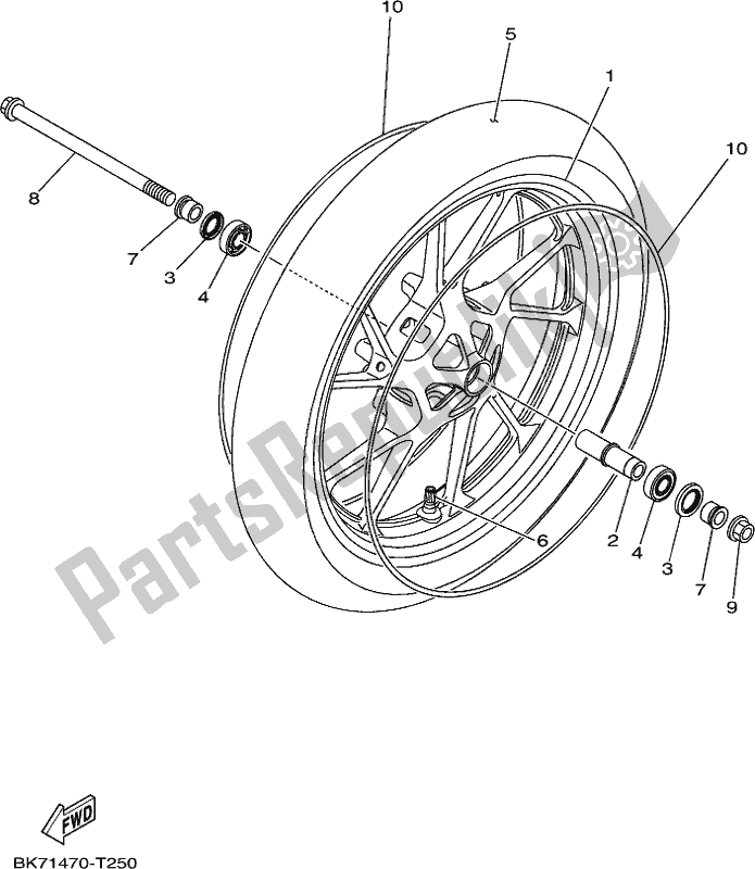 Alle onderdelen voor de Voorwiel van de Yamaha YZF 155L NEW Zealand 2020