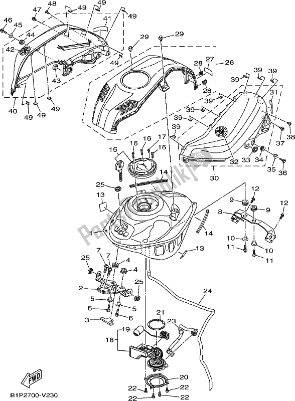 Tutte le parti per il Serbatoio Di Carburante del Yamaha YZF 155L NEW Zealand 2020