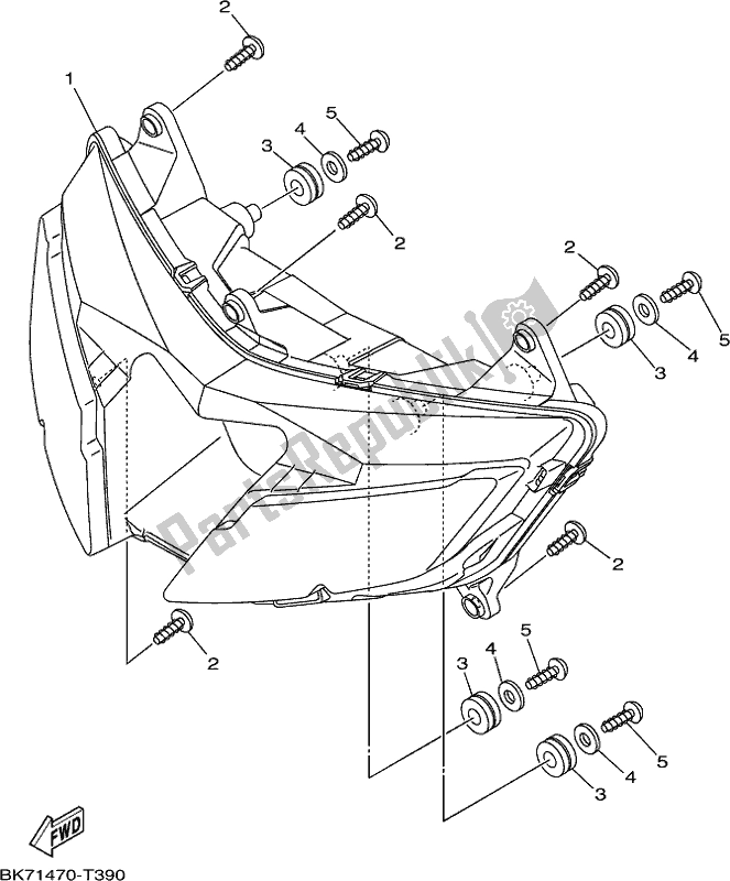 Alle onderdelen voor de Koplamp van de Yamaha YZF 155L NEW Zealand 2020