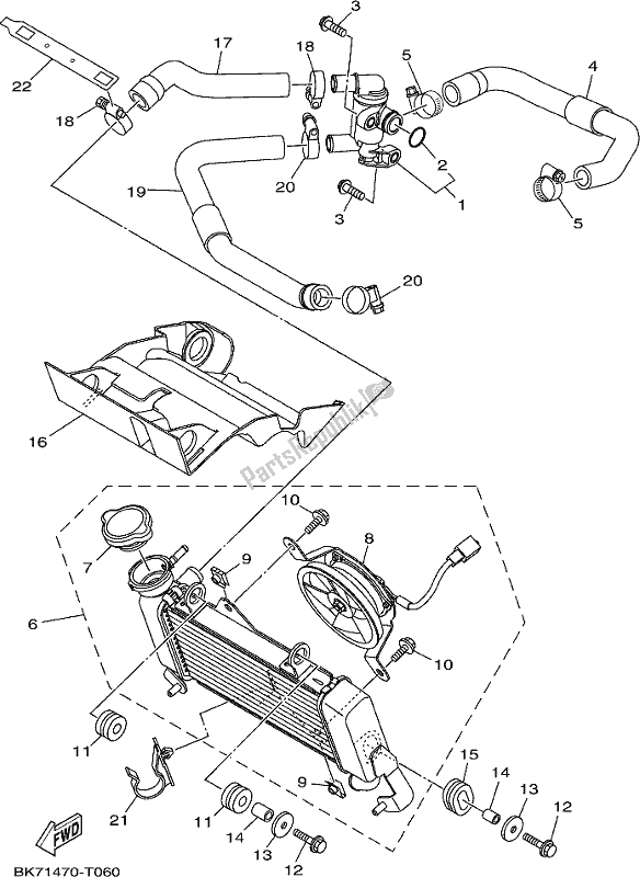 Alle onderdelen voor de Radiator Slang van de Yamaha YZF 155L NEW Zealand 2020