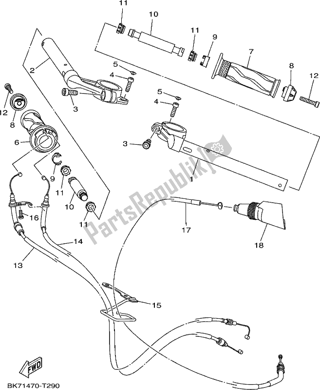 Alle onderdelen voor de Stuurhendel En Kabel van de Yamaha YZF 155L NEW Zealand 2020