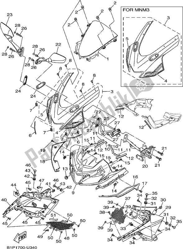 Tutte le parti per il Parabrezza del Yamaha YZF 155L NEW Zealand 2020