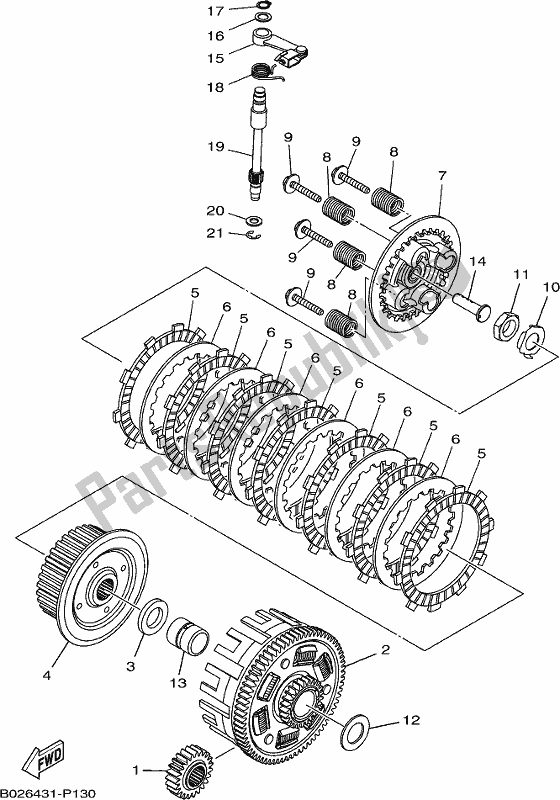 All parts for the Clutch of the Yamaha YZF 320-A 2019
