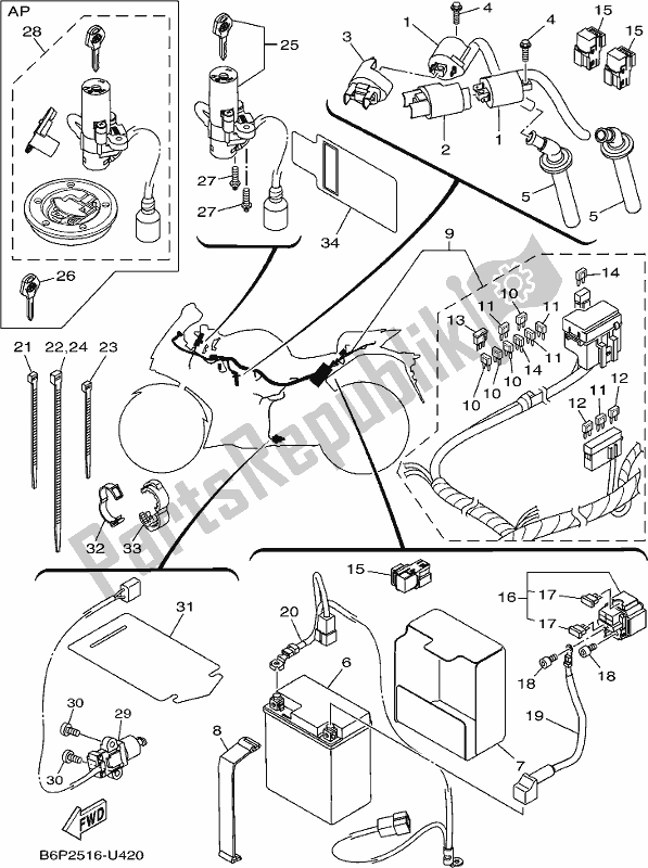 Toutes les pièces pour le électrique 1 du Yamaha YZF 320-A 2019