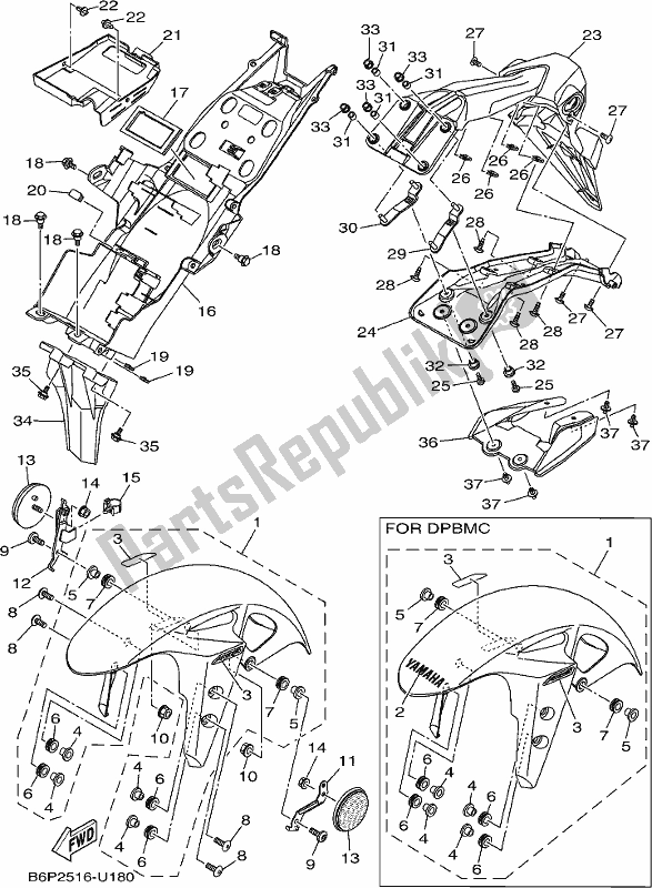 All parts for the Fender of the Yamaha YZF 320-A 2019