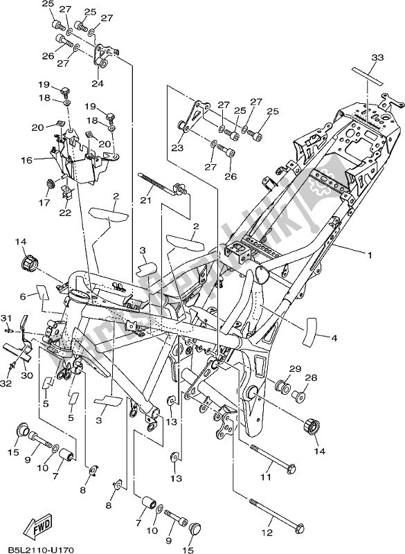 All parts for the Frame of the Yamaha YZF 320-A 2019