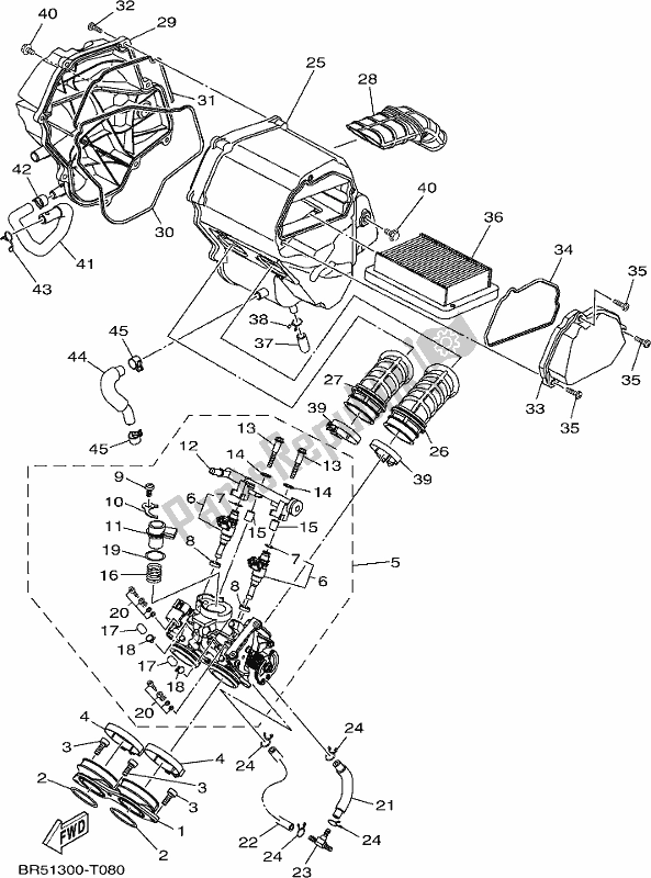 All parts for the Intake of the Yamaha YZF 320-A 2019