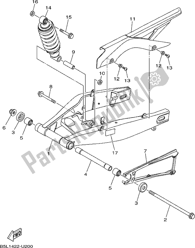 All parts for the Rear Arm & Suspension of the Yamaha YZF 320-A 2019