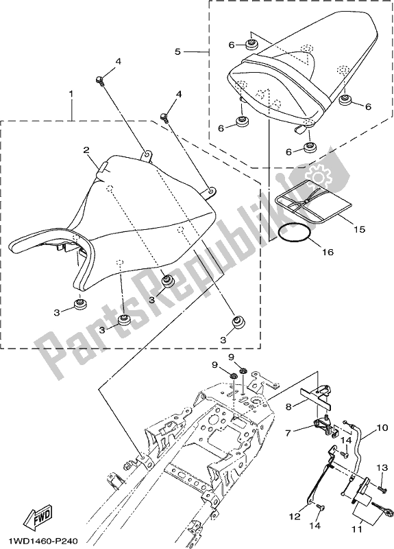 Toutes les pièces pour le Siège du Yamaha YZF 320-A 2019