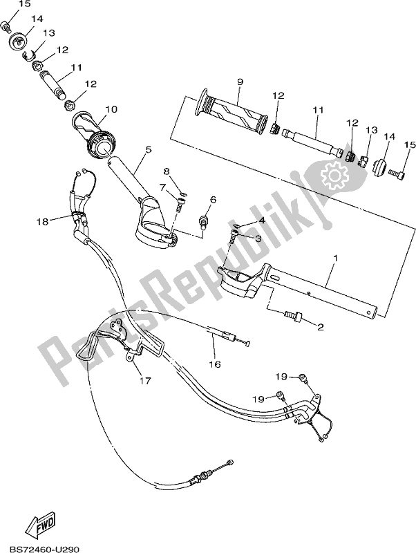 All parts for the Steering Handle & Cable of the Yamaha YZF 320-A 2019