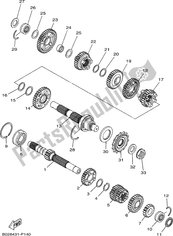 All parts for the Transmission of the Yamaha YZF 320-A 2019