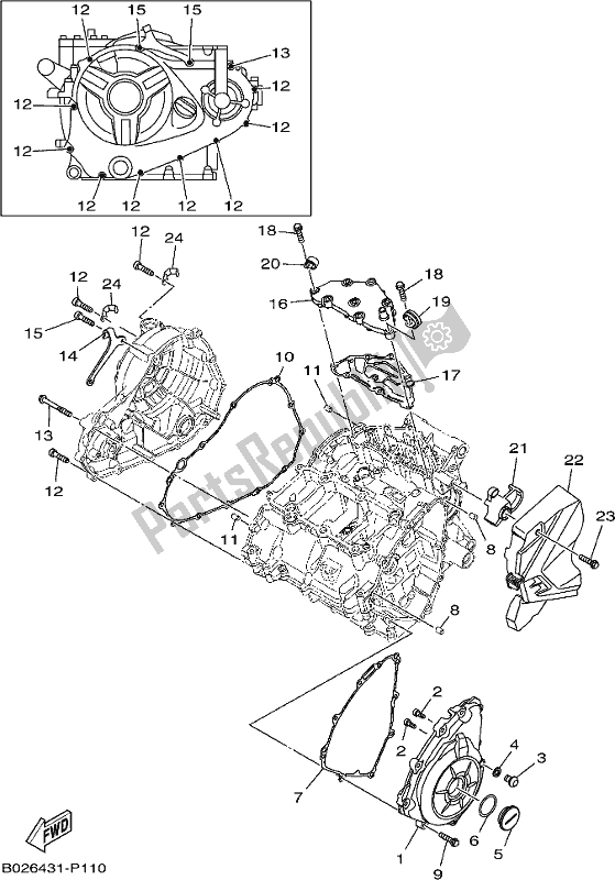 All parts for the Crankcase Cover 1 of the Yamaha YZF 320A 2019
