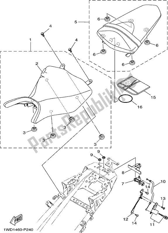 Alle onderdelen voor de Stoel van de Yamaha YZF 320A 2019