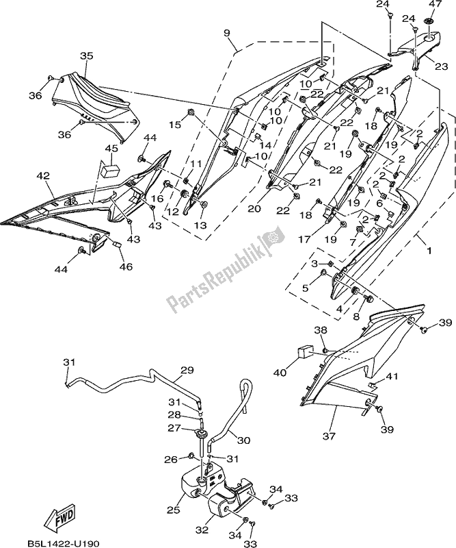 Wszystkie części do Boczna Ok? Adka Yamaha YZF 320A 2019