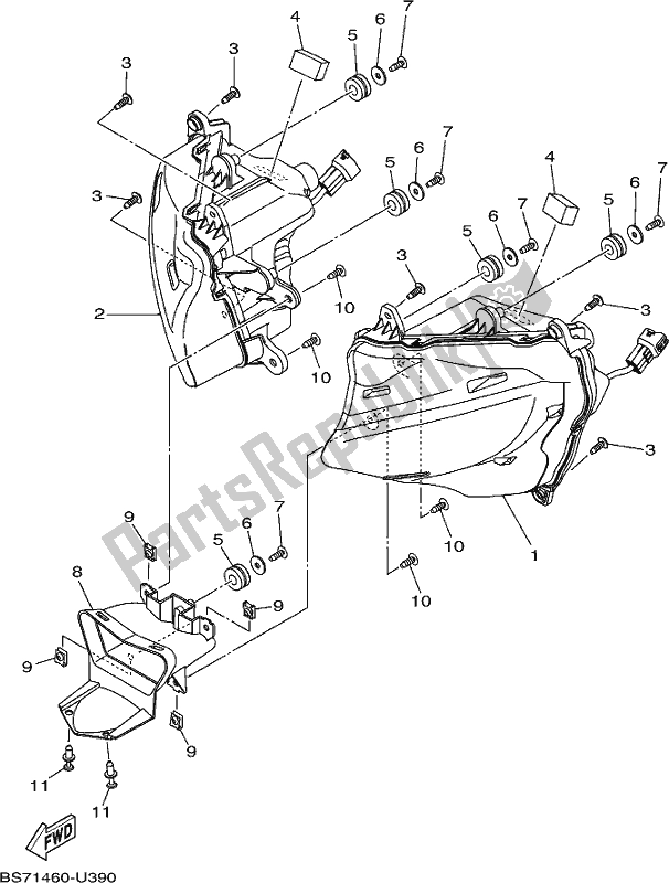 Wszystkie części do Reflektor Yamaha YZF 320A 2020