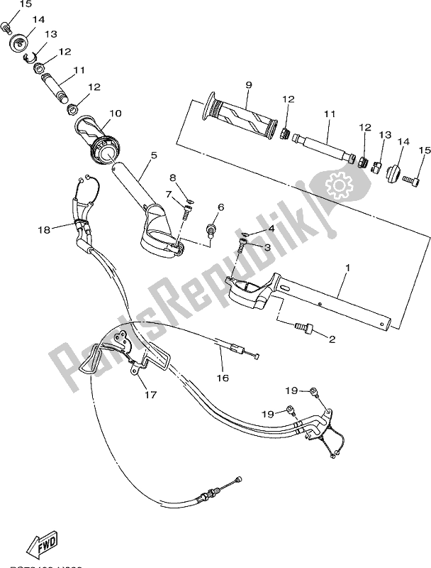 Todas as partes de Manivela E Cabo De Direção do Yamaha YZF 320A 2020