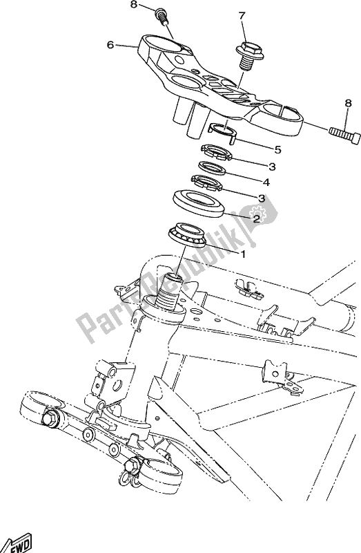 All parts for the Steering of the Yamaha YZF 320A 2020