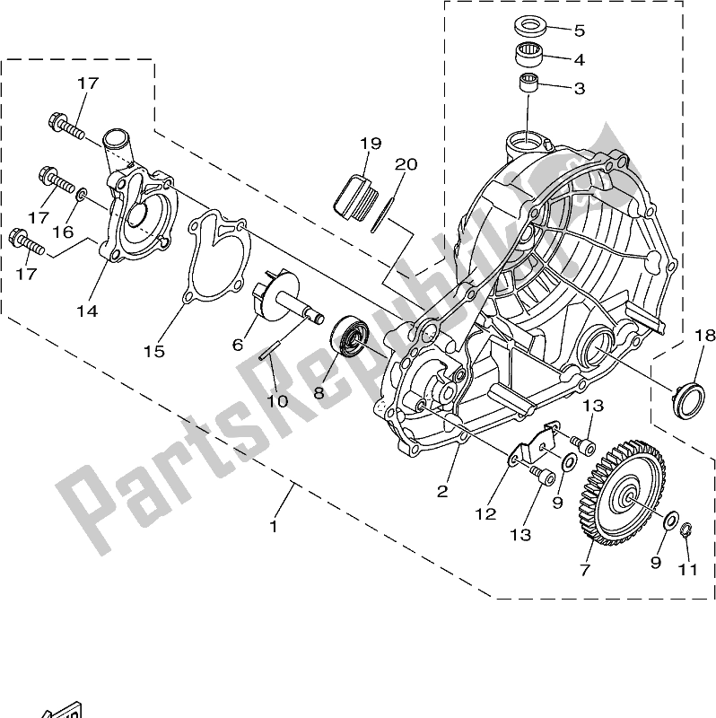 All parts for the Water Pump of the Yamaha YZF 320A 2020