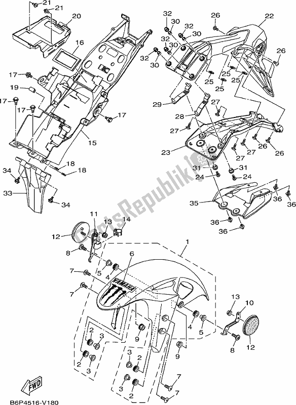 Todas as partes de Pára-choque do Yamaha YZF 320A 2021