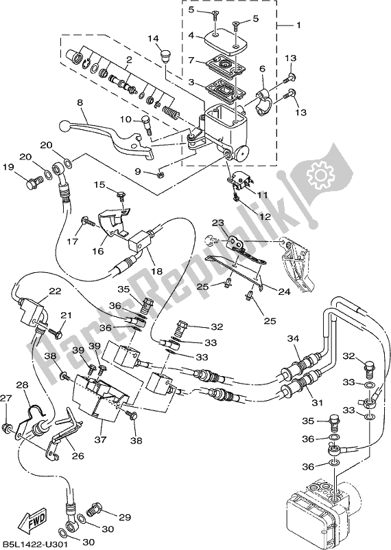 Alle onderdelen voor de Voorste Hoofdcilinder van de Yamaha YZF 320A 2021