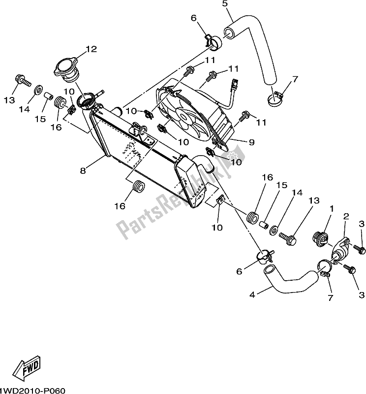 Alle onderdelen voor de Radiator Slang van de Yamaha YZF 320A 2021