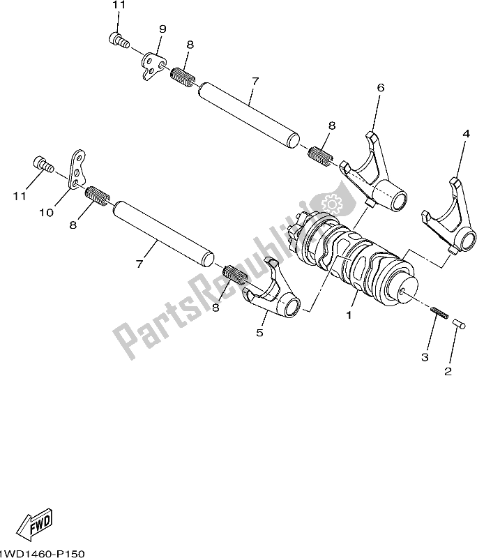 Alle onderdelen voor de Schakelnok & Vork van de Yamaha YZF 320A 2021