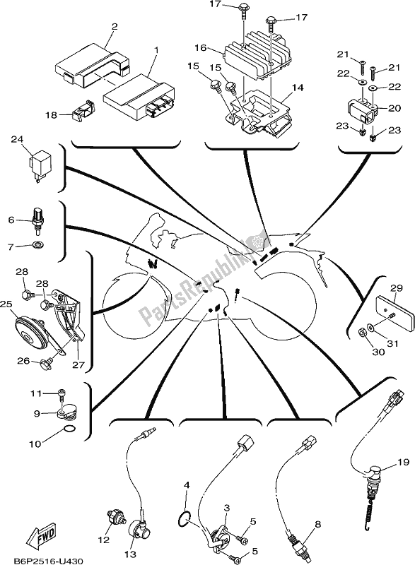 Todas as partes de Elétrica 2 do Yamaha YZF 320A Yzf-r3 2020