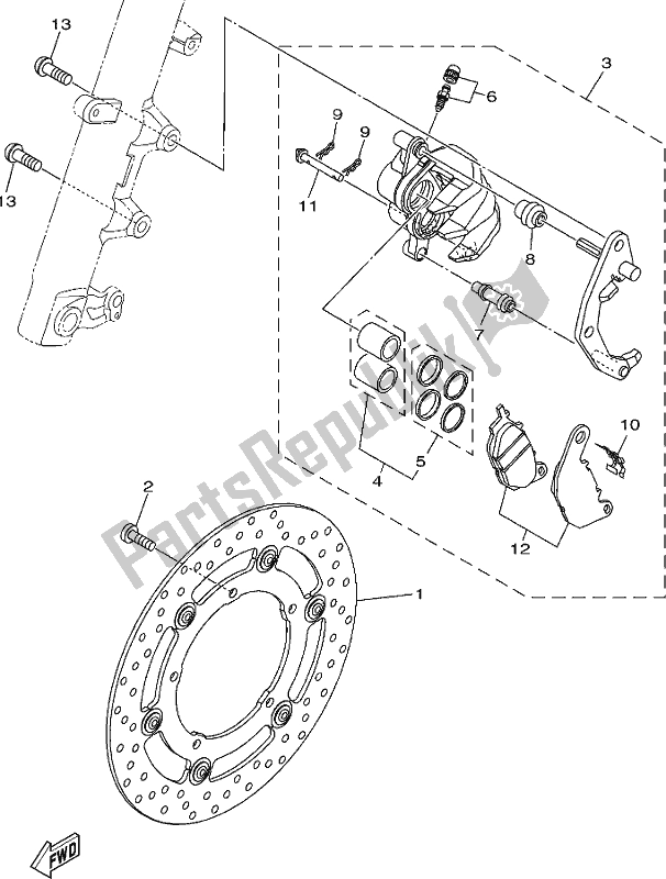 Wszystkie części do Zacisk Hamulca Przedniego Yamaha YZF 320A Yzf-r3 2020