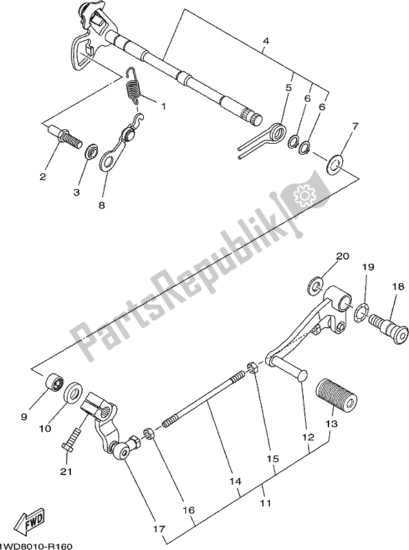All parts for the Shift Shaft of the Yamaha YZF 320A Yzf-r3 2020
