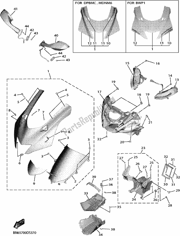 Todas las partes para Carenado 1 de Yamaha YZF 600 2017