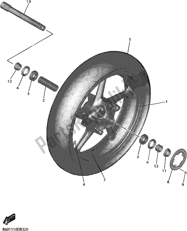 All parts for the Front Wheel of the Yamaha YZF 600 2017